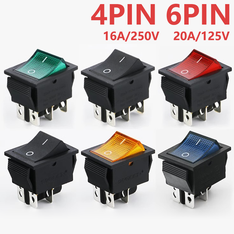 Drone Buzzer - LEDライト付きトグルスイッチ,kcd4ロッカースイッチ,2ポジション,16A, 250V, 220V, T85, 20A, 6ピン,4ピン