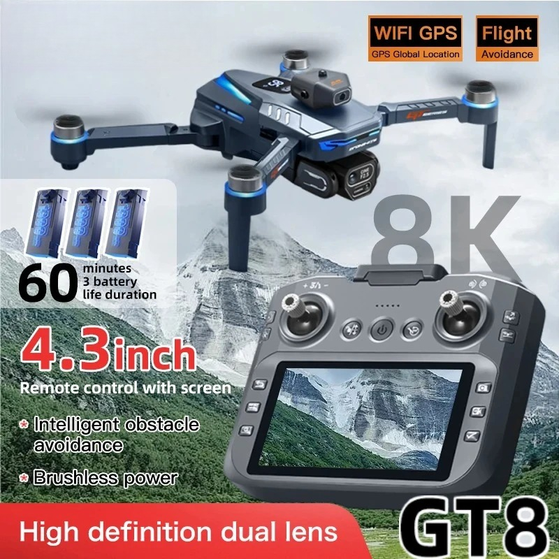Drone Gps Mount - オリジナルGT8ドローン 8Kプロフェッショナルデュアルカメラ GPS FPV ブラシレスモーター オプティカルフローホバリング