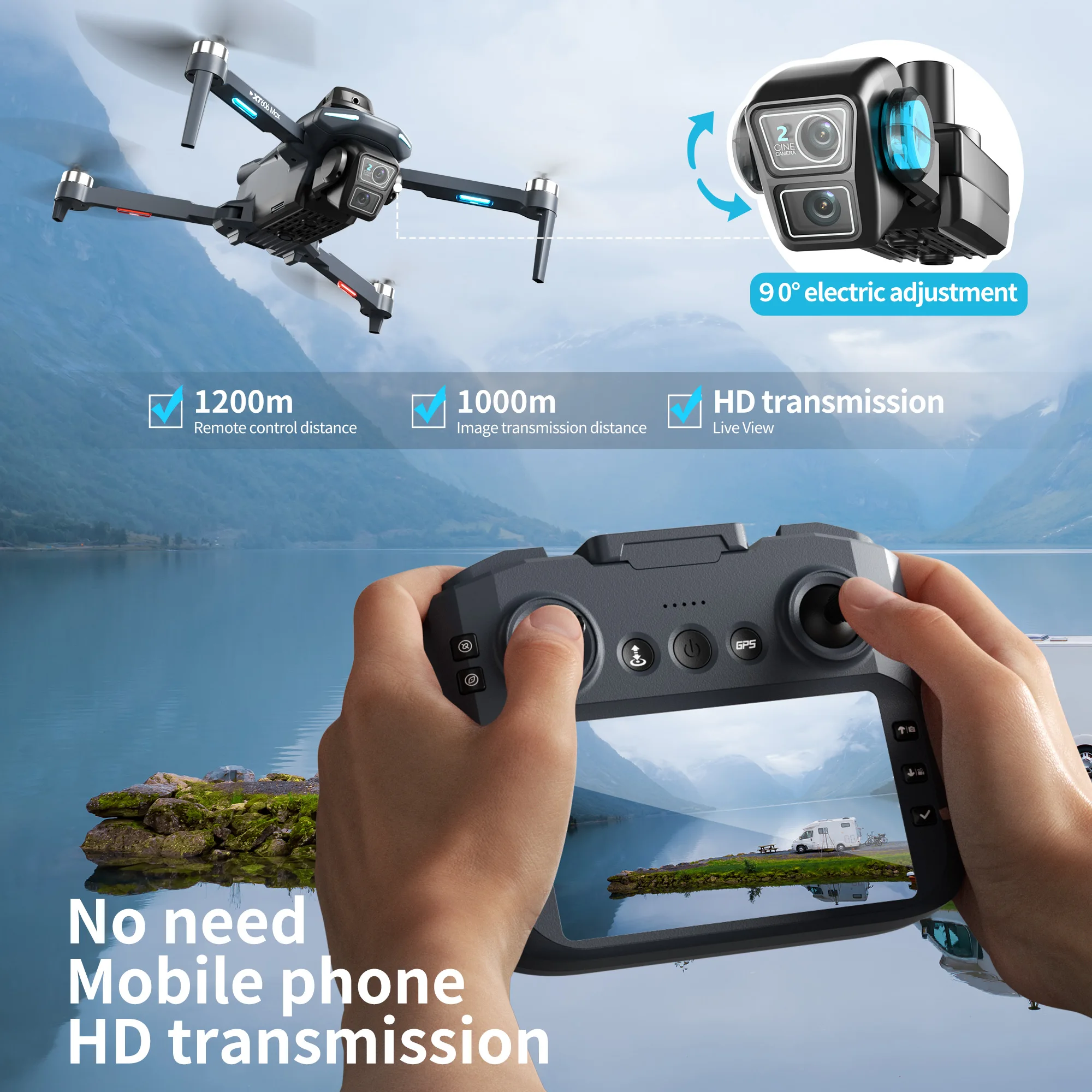 オリジナルXT606 MAX GPSドローン 4Kプロフェッ - Drone Gps Mount のレビューと価格